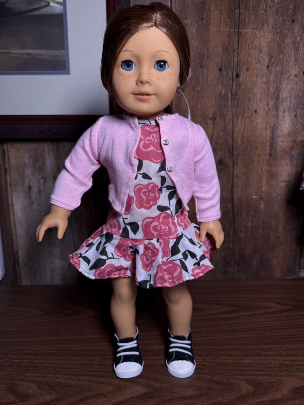 American Girl Truly Me #23 Doll Blue Eyes Freckles Brown Hair + AG Dress Outfit